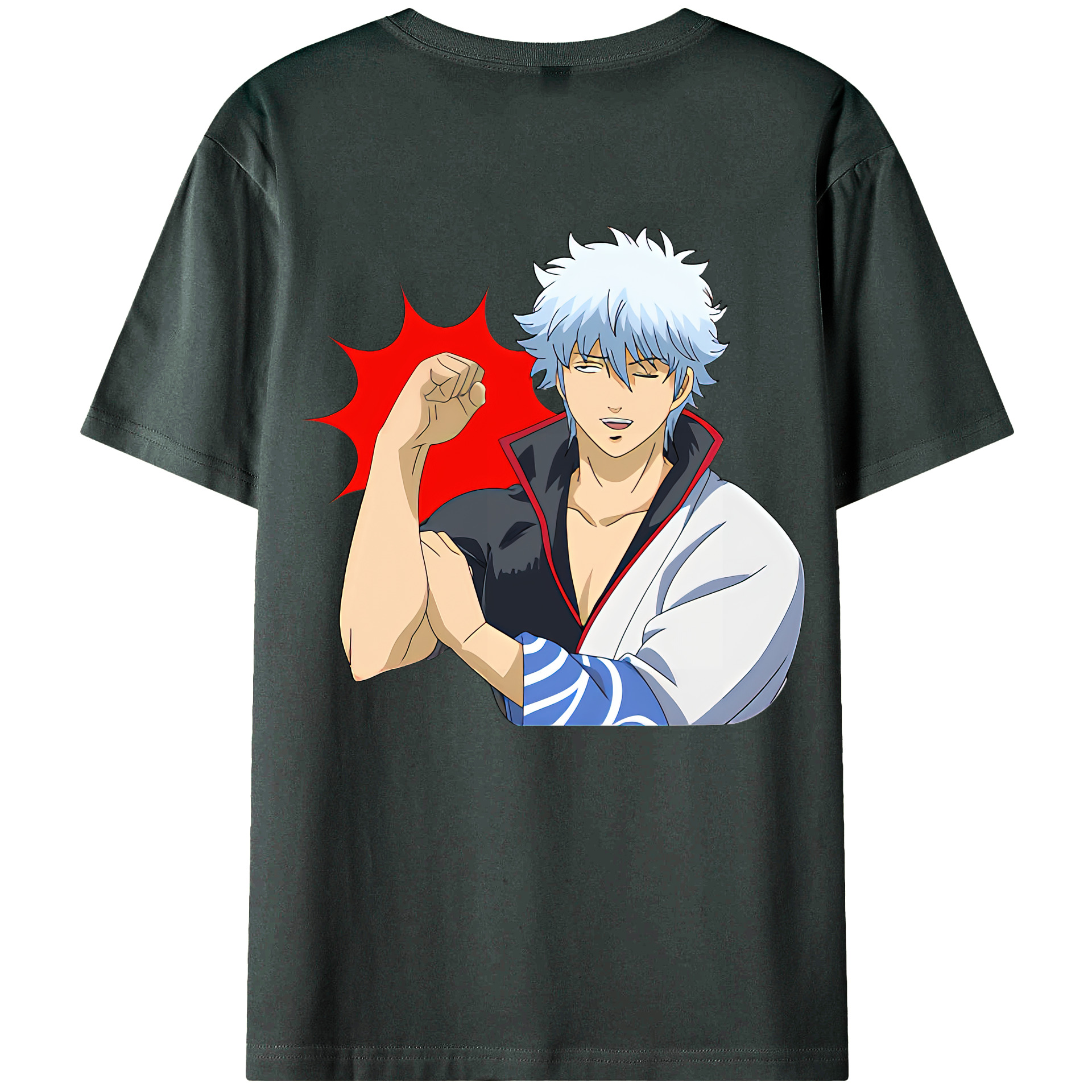 （画像用） ぎんたま 坂田銀時（さかたぎんとき） 神楽 志村新八（しむら しんぱち） GINTAMA Sakata Gintoki Kagura Shimura Shinpachi 綿100％ メンズ半袖Tシャツ（バックプリント） 通気性
